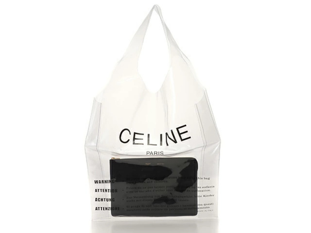 Celine clutch bag black leather